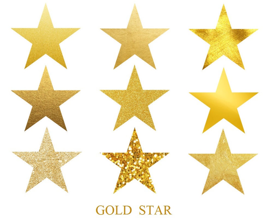 Gold Star, Stars Clip Art, Stars Glitter, Foil Gold, Digital Clipart,  Cards, Invitationsrt, PNG 