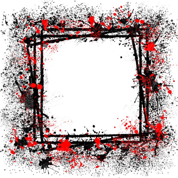 Rahmen Splatter Rot Schwarz Hintergrund | Druckbares Kunstwerk | Spritzrahmen | Farbe Splatter Hintergrund | Sublimation PNG