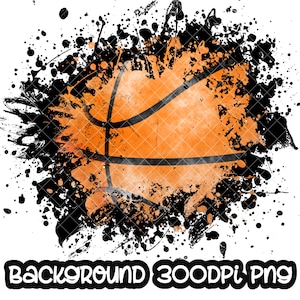 Fondo de baloncesto grunge / Impresión desgastada Marco de salpicadura de baloncesto / Fondo salpicado / Fondo deportivo / Sublimación PNG