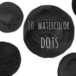 Dots watercolor, Circles, Bubbles, Handpainted watercolor, digital clipart, cards, black PNG