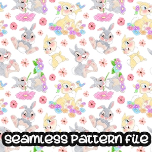 Bambi Thumper Seamless Pattern, Digital Paper Background Download JPG