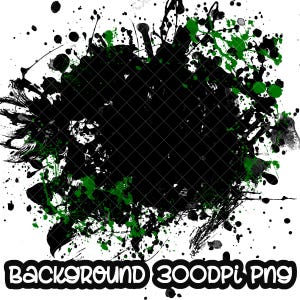 Background Paint Splatter Black Green | Splash Frame | Splatter Background | Printable Artwork I Digital File | Sublimation PNG