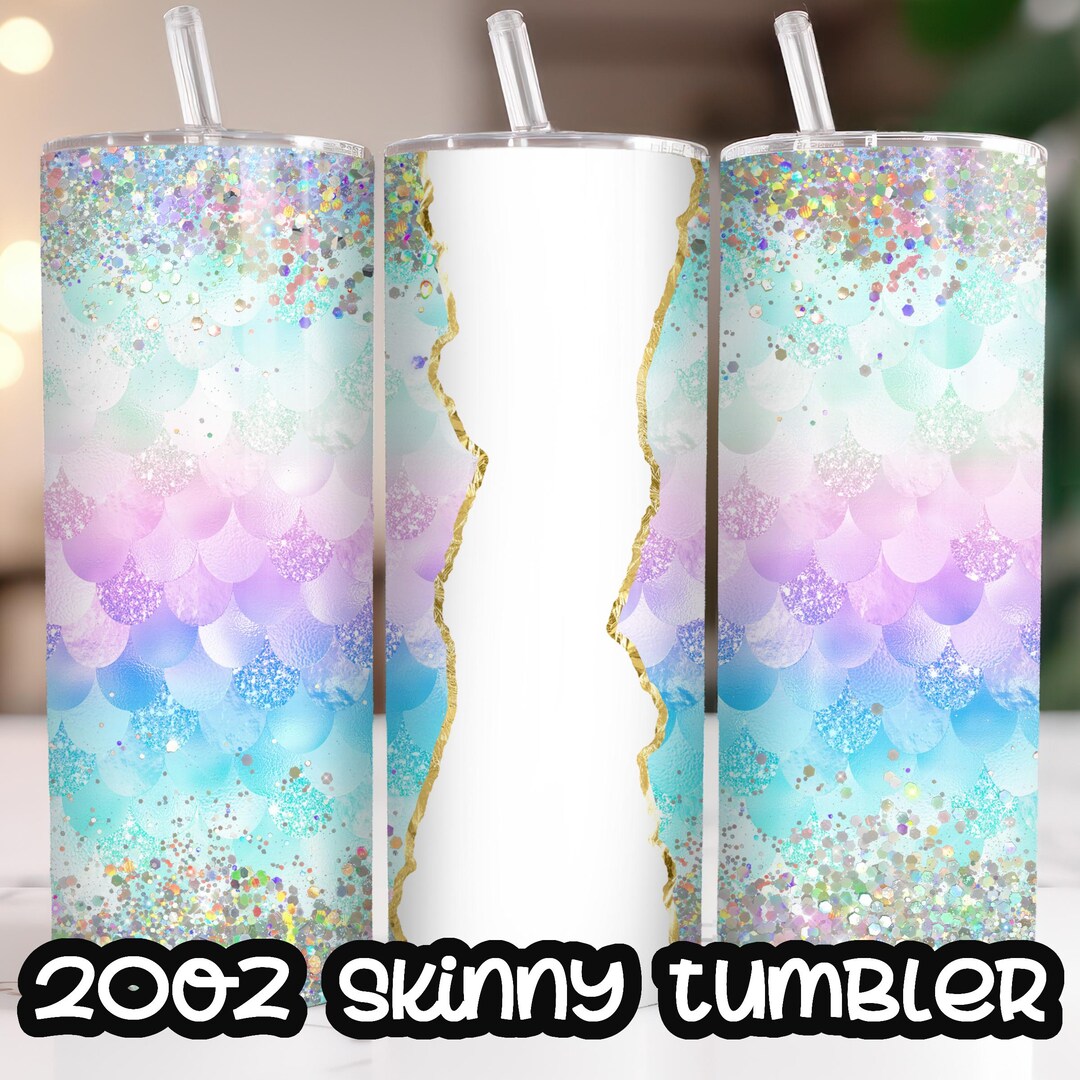 20oz Skinny Tumbler Mermaid Glitter Seamless Add Your Own Name Text ...