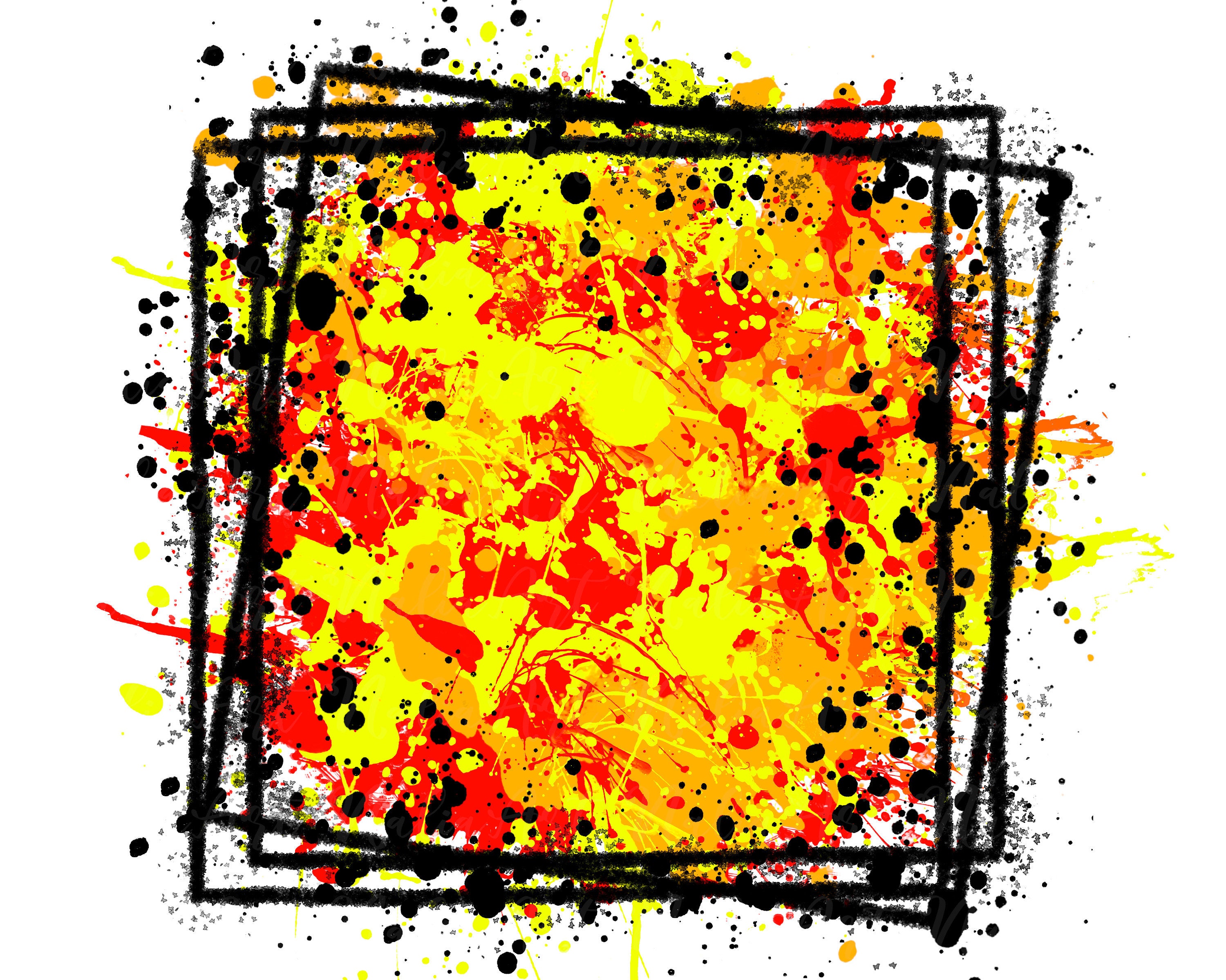 Background Paint Splatter Red Yellow Splash Frame Splatter Background