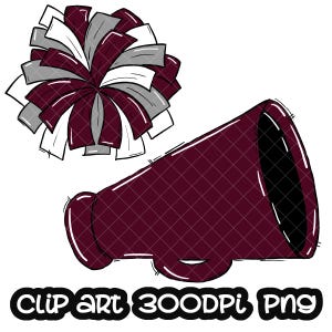 Cheer Poms Megaphone Football Burgund Maroon | Digital Download cheerleader cheerleading | Sublimation Sport | School Team Sublimation PNG