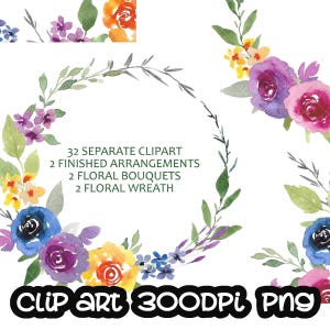 Watercolor rose pink, flowers, floral, wreath, bouquet, digital clipart, cards, wedding, frames Free Commercial Use PNG