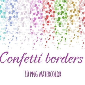 Digital Confetti,Colorful Confetti Border, Confetti Clipart, Confetti Invitation, Party Confetti INSTANT DOWNLOAD