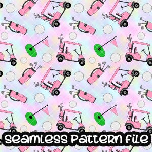 Caddie Pink Golf Sport Seamless Pattern, Digital Paper Background Download JPG