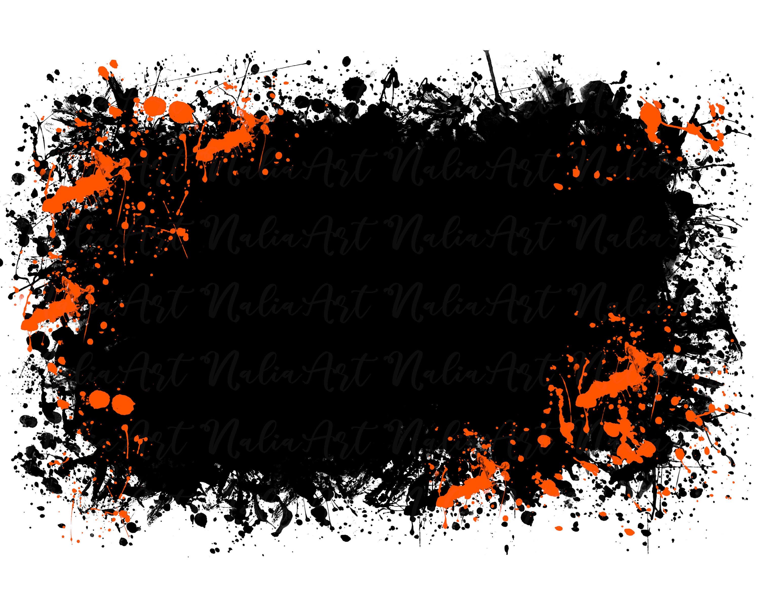 Background Paint Splatter Black Orange Splash Frame Splatter Background