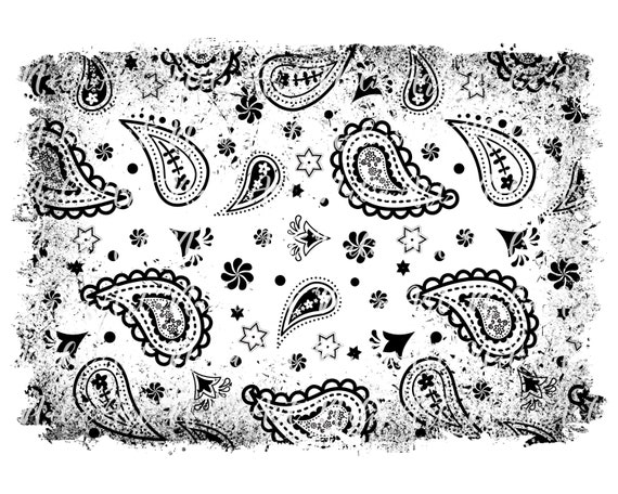 Background White Paisley Bandana Grunge Splash Frame - Etsy