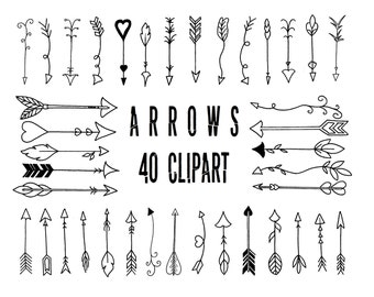 Clipart hand drawn arrows, digital clipart, diy elements, cards, invitationsrt, black, PNG