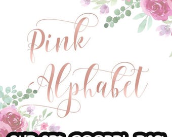 Rosa Alphabet Clip Art, Rosa Folienalphabet, digitale Clipart, Schrift, Buchstabenkarten, einladungsrt, PNG