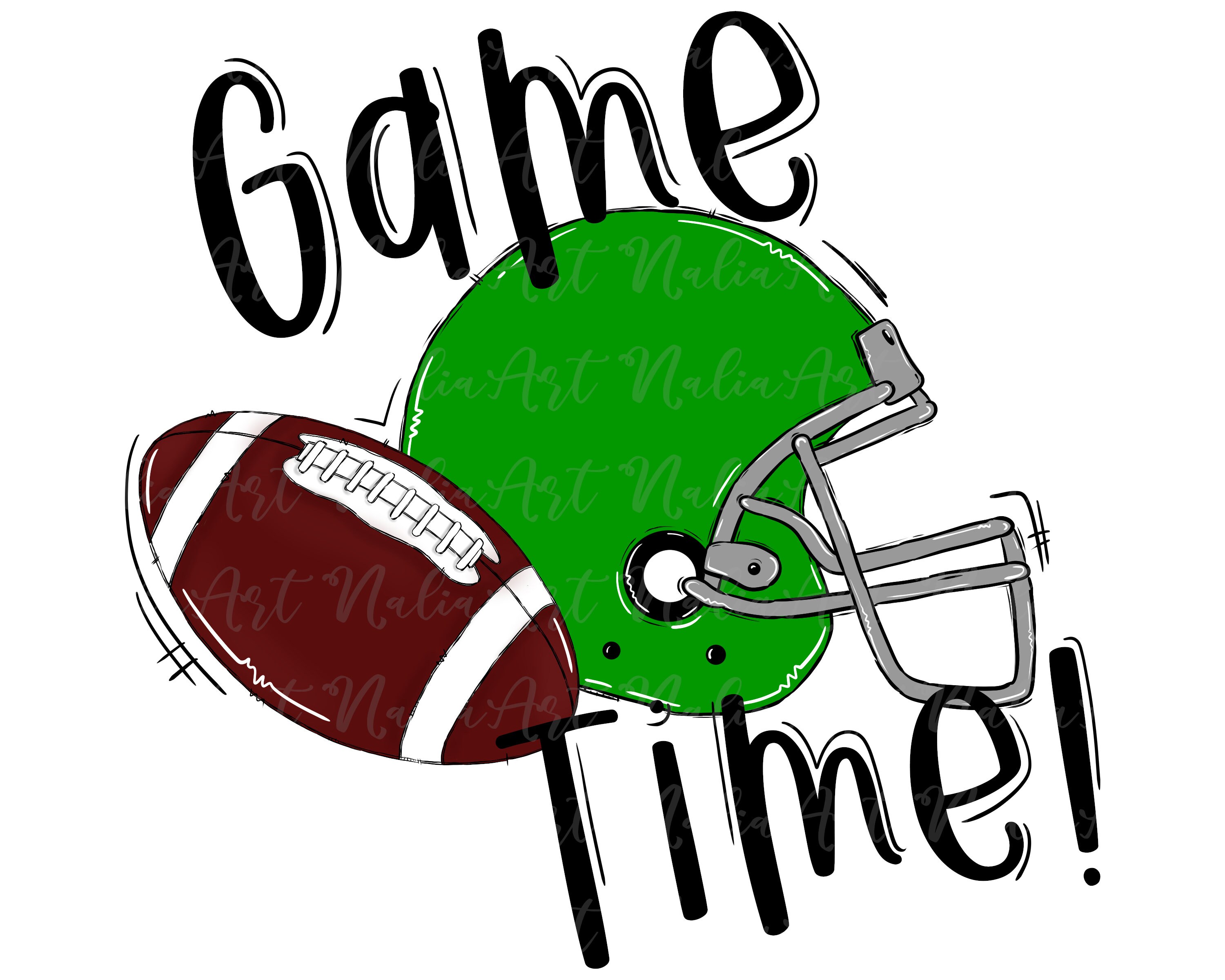 Helmet Football Green Game Time Digital Download Sublimation Etsy