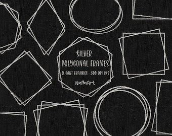 Silver Frame Clipart PNG Minimalist Golden Frames Geometric Wedding ...