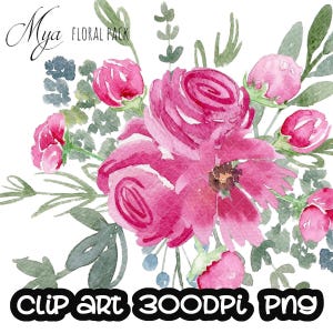 Acuarela flor rosa rosa, floral, hoja, corona, ramo, clip art digital, boda Uso comercial gratuito PNG