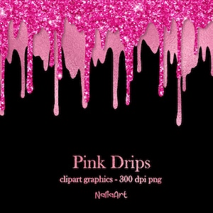 Pink Glitter Foil Drips Clipart, Digital Glitter Pink Clip art, PNG INSTANT DOWNLOAD