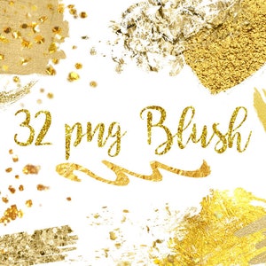 Gold Brush Strokes Clipart, Gold Glitter Clipart, Gold Confetti, Gold splotches, Gold Splashes