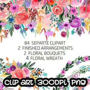 Watercolor rose, flowers, floral, wreath, bouquet, digital clipart, invitationsrt,wedding, frames Free Commercial Use PNG