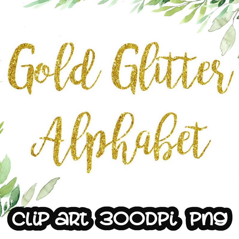 Gold Glitter Alphabet Clip Art, Gold Alphabet, Digital Clipart, Numbers ...