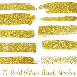 Gold Glitzer Pinselstriche Clipart, Gold Glitzer Clipart, Gold Konfetti, Gold Plättchen, Gold Spritzer