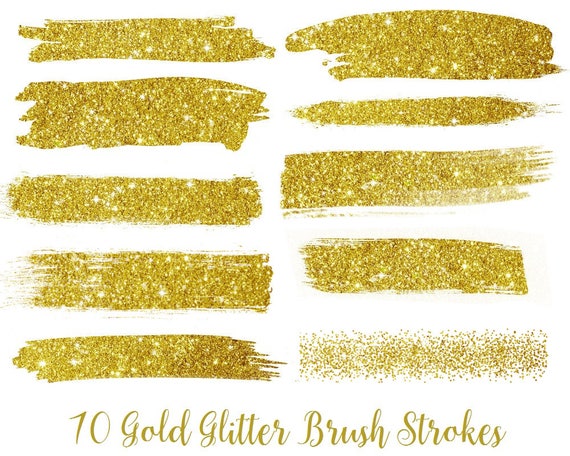 buy 3 for 9 usd gold glitter brush strokes clipart gold etsy glitter brush