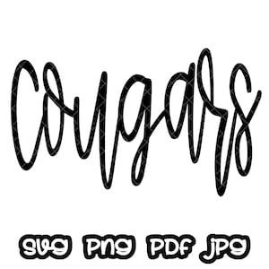 Cougars Mascot Hand Lettered Sublimation Design SVG | Game Day SVG I Sport Football | Team Mascot SVG Digital Download