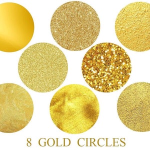 Círculos dourados, clipart de círculo, brilho de círculos, clipart digital, cartões, convites, PNG