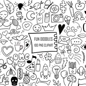 Clipart Handgetekende Bloemen Bladeren Arrow Heart Star Digitale Clip Art Diy elementen Doodle Pijlen Randen Kaarten Zwart PNG