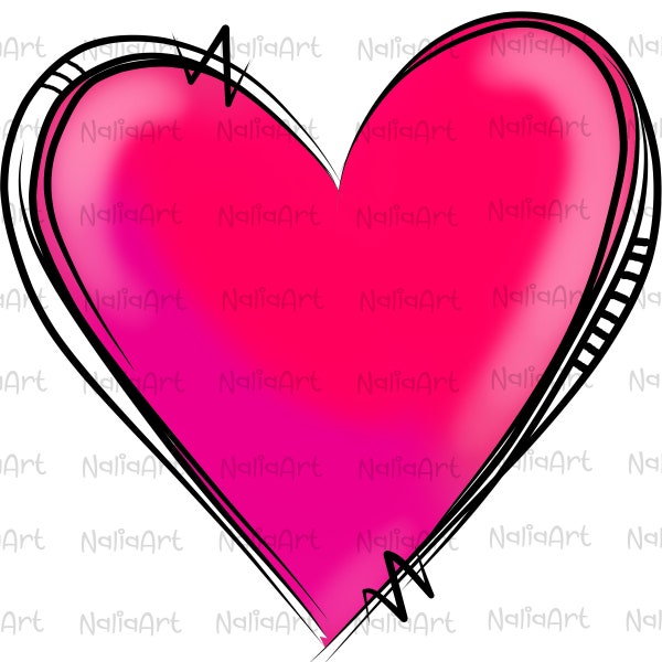 Heart Doodle Sublimation PNG | Heart PNG | Pink Heart | Heart Watercolor | Valentine Sublimation PNG