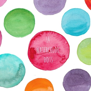 Dots watercolor, Circles, Bubbles, Handpainted watercolor, digital clipart, cards, multicolor PNG