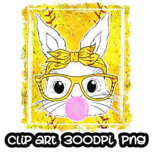 Bunny PNG, Softball Splash Frame, Bunny bandana and glasses Png, Easter Bunny Png, Softball Easter Bunny, Sublimation PNG Design