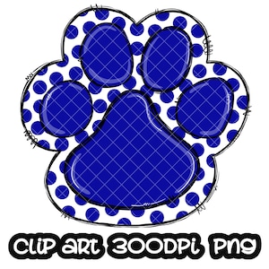 Paw Blue Dots handgetekende sublimatie ontwerp afdrukbaar png-bestand kunstwerk