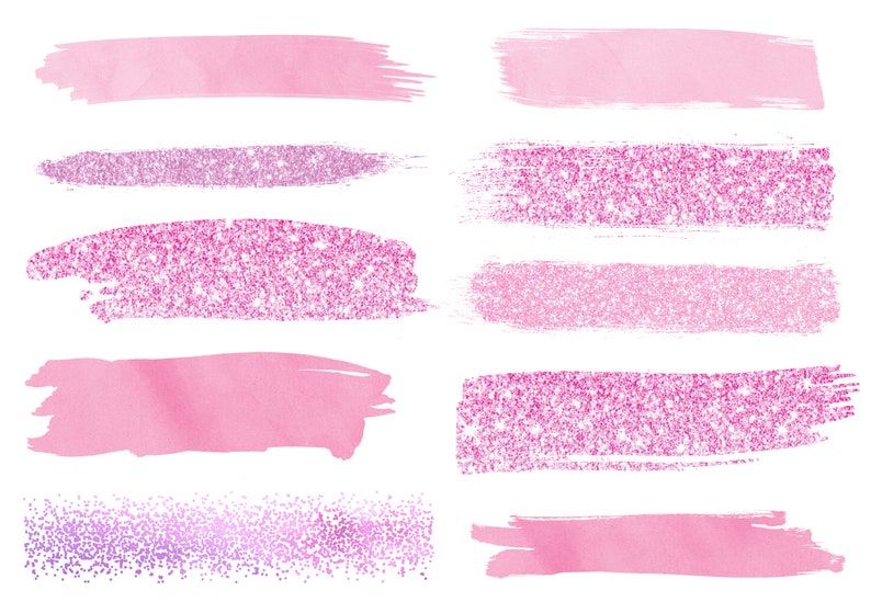 Pink Brush Strokes Clipart Gold Glitter Clipart Gold | Etsy