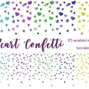 Digital Paper, Confetti Heart,Colorful Confetti Border, Confetti Clipart,Invitation, Valentine&#39;s Day, INSTANT DOWNLOAD