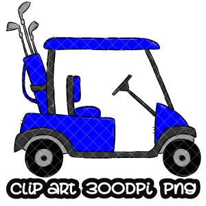 Golf Caddie Blue Golf Cart Sublimacja PNG Cyfrowy Projekt Sport