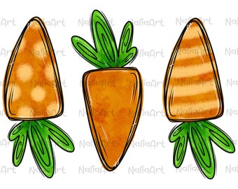Carrot Easter Sublimation Carrots PNG Hand Drawn Design