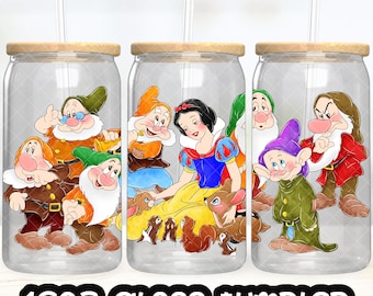 Anime Cartoon Princess Snow White Cup PNG File DIGITAL DOWNLOAD 16oz Glass Tumbler Design, 16oz Libby Cup Wrap