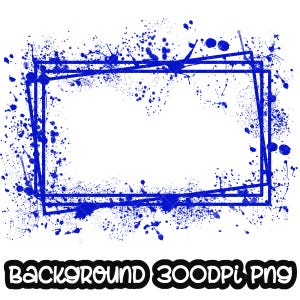 Cadre bleu éclaboussures de fond | Oeuvre d'art imprimable | Cadre rectangulaire Splash | Fond d'éclaboussures de peinture | Sublimation PNG