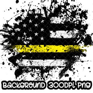 Background Yellow Line Flag Dispatcher Operator 911 Design Flag Grunge Splash Frame Splatter Sublimation PNG