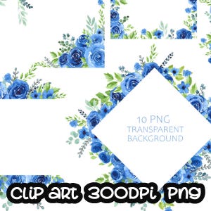 Aquarel roze blauw frame arrangement aquarelle bloemen bloemen kransen boeket clipart bruiloft gratis commercieel gebruik, png