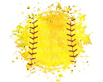 Background Softball Distressed Grunge | Splash Frame | Splatter Background | Sport Background | Ball Frame | Sublimation PNG