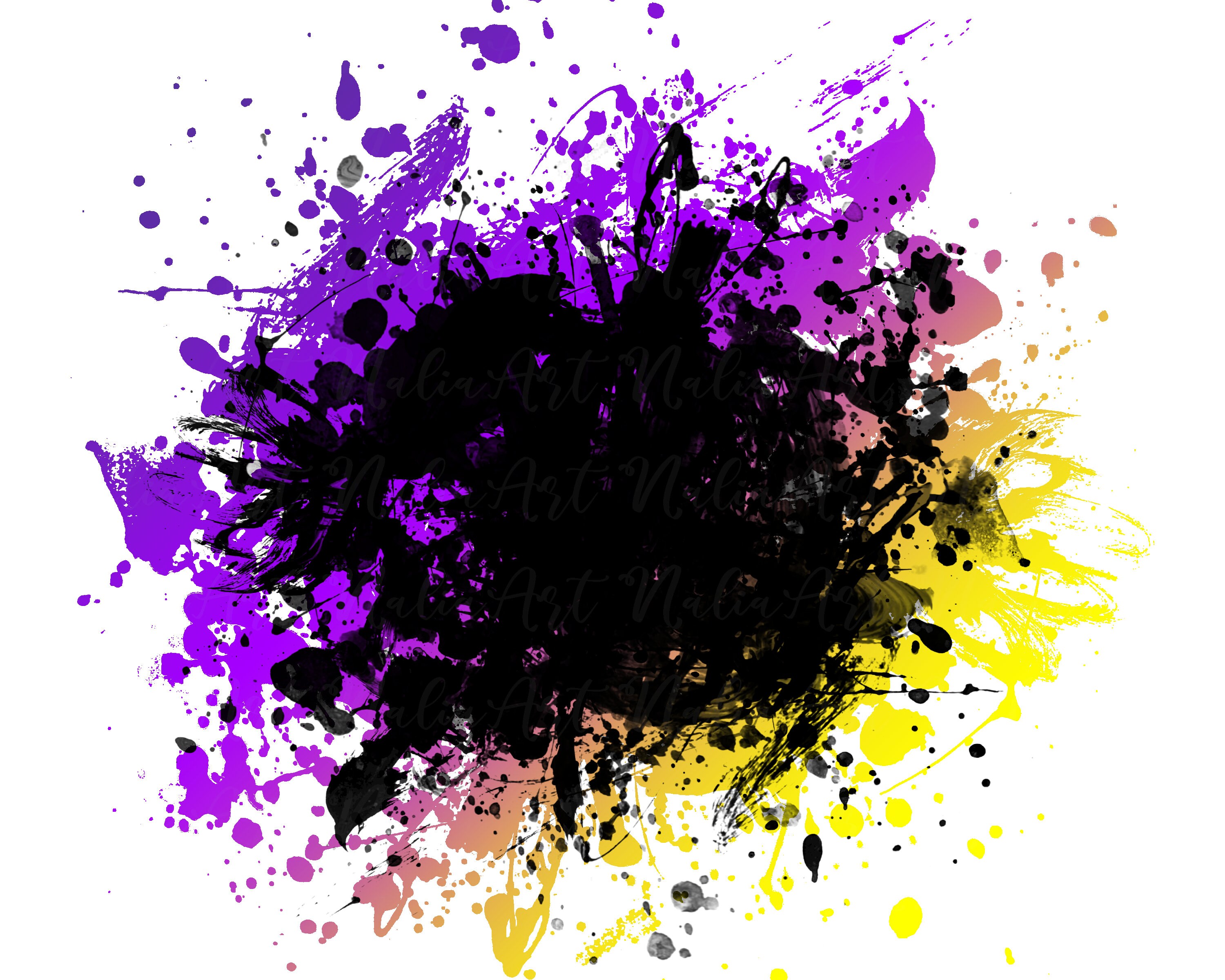 Background Paint Splatter Purple Yellow Black Splash Frame Splatter