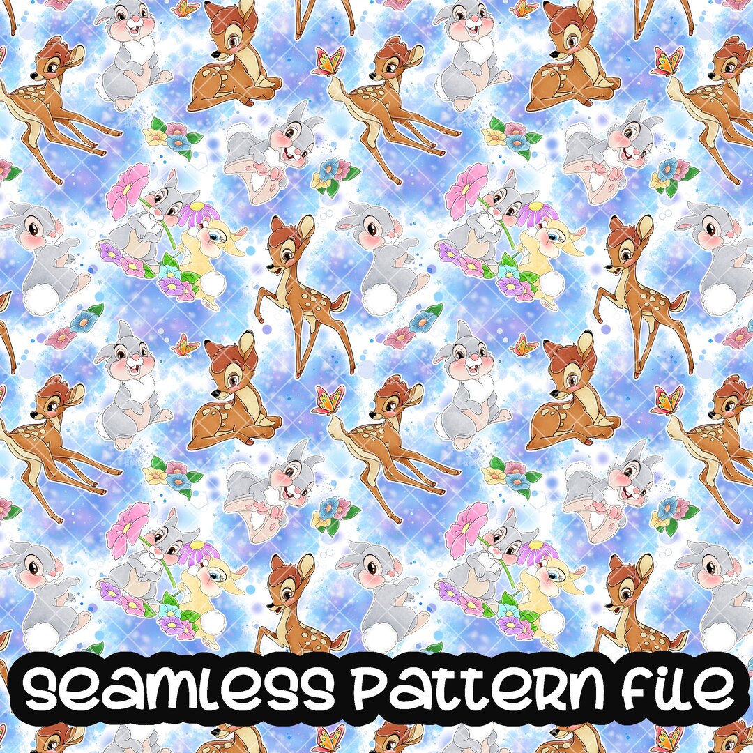 Bambi Thumper Seamless Pattern, Digital Paper Background Download JPG ...