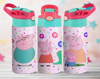 Peppa Pig Cup PNG File DIGITAL DOWNLOAD 12oz Tumbler Design, 12oz Flip Top Cup Wrap