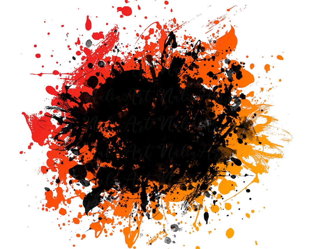 Background Paint Splatter Orange Black Splash Frame Splatter Background