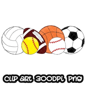 Softball Baseball Basketball Volleyball Soccer Rugby Sublimation Design PNG | Sport Clip art | Sport Clipart | School Team Sublimation PNG