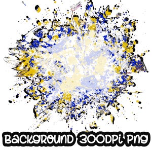 Achtergrond Blauw en geel Power Wash Schoollogo toevoegen I Splash-lijst | Splatterachtergrond | Sublimatie-png
