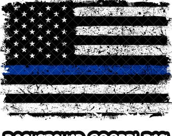 Fondo de fondo azul, delgada línea azul, diseño de policía, bandera grunge, salpicadura, marco, sublimación PNG