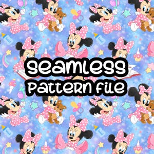 Padrão sem emendas da Minnie Baby Toddler, Mickey Mouse e amigos, fundo de papel digital para download em JPG