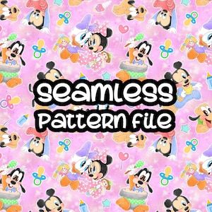 Padrão sem emendas para bebês e crianças da Minnie Mickey Mouse, fundo de papel digital para download em JPG
